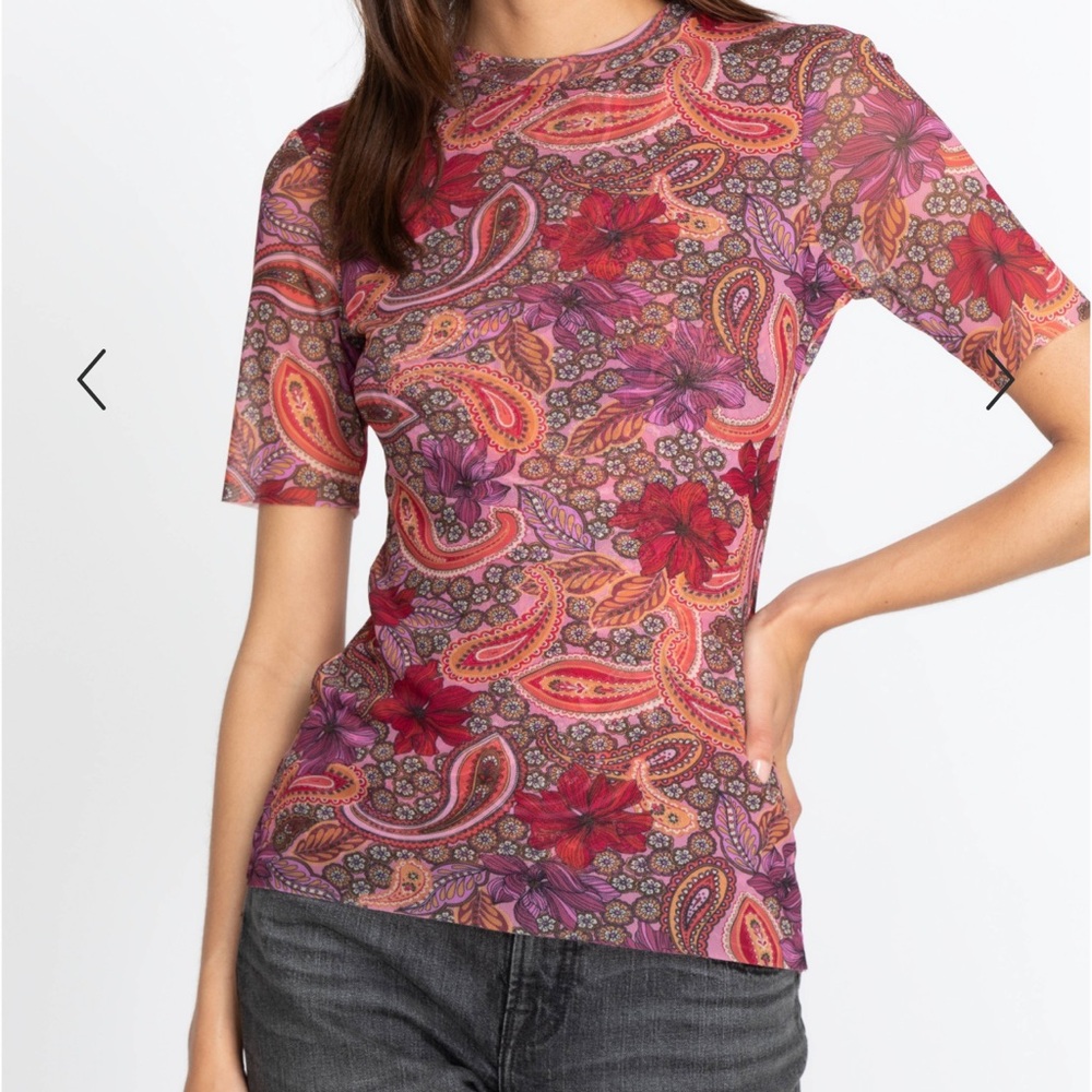 NWOT Johnny Was Paisley Mesh Crew Tee